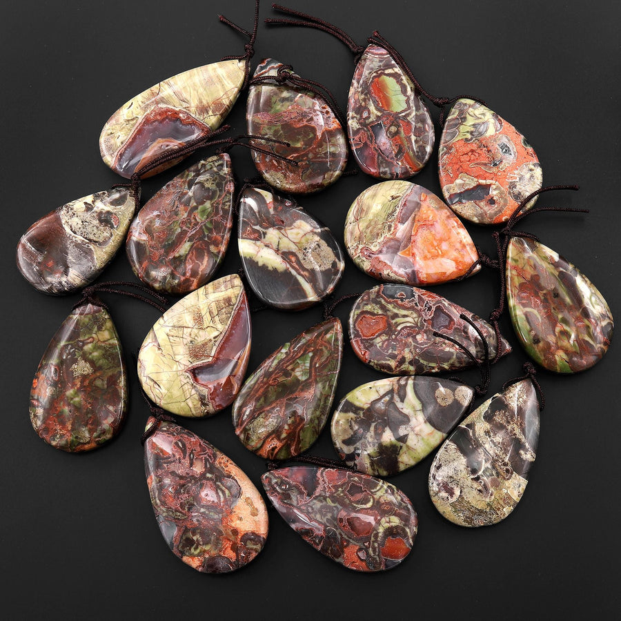 Natural Mushroom Rhyolite Jasper Teardrop Side Drilled Pendant