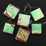 Natural Australian Green Variscite Square Pendant Top Side Drilled Gemstone