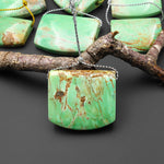 Natural Australian Green Variscite Saddle Locket Shape Pendant Top Side Drilled Gemstone