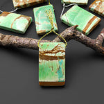 Natural Australian Green Variscite Rectangle Pendant Top Side Drilled Gemstone
