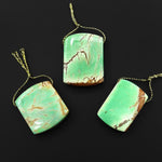 Natural Australian Green Variscite Curved Rectangle Pendant Top Side Drilled Gemstone