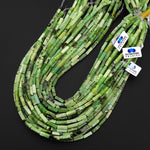 Natural African Chrysoprase Thin Long Rectangle Tube Beads 15.5" Strand