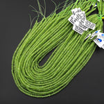 AAA Faceted Natural Green Peridot 4mm Thin Rondelle Beads Gemstone 15.5" Strand