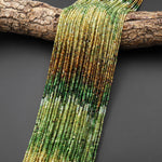 AAA Natural Green Yellow Cognac Petrol Tourmaline Faceted 2mm Round Gemstone Beads 15.5" Strand