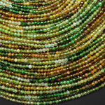AAA Natural Green Yellow Cognac Petrol Tourmaline Faceted 2mm Round Gemstone Beads 15.5" Strand