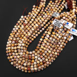 Natural Yellow Red Rainbow Lace Agate Rounded Drum Barrel Beads 15.5" Strand