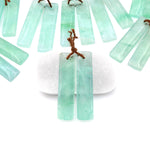 Natural Light Green Fluorite Rectangle Earring Pair Drilled Gemstone Matched Beads