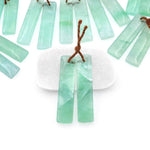 Natural Light Green Fluorite Rectangle Earring Pair Drilled Gemstone Matched Beads