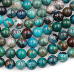 Natural Chrysocolla Azurite Beads 5mm 6mm 7mm 8mm Round Real Natural Blue Green Chrysocolla Gemstone From Arizona 15.5" Strand
