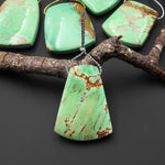 Natural Australian Green Variscite Trapezoid Pendant Top Side Drilled Gemstone