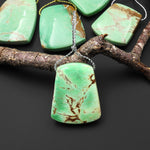 Natural Australian Green Variscite Trapezoid Pendant Top Side Drilled Gemstone