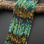 Genuine Natural Turquoise 4mm Faceted Round Beads Blue Green Brown Gemstone 15.5" Strand