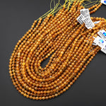 AAA Natural Honey Golden Yellow Tourmaline Faceted 6mm Round Beads Micro Diamond Cut Gemstone 15.5" Strand