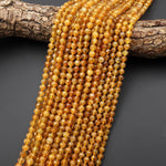 AAA Natural Honey Golden Yellow Tourmaline Faceted 6mm Round Beads Micro Diamond Cut Gemstone 15.5" Strand