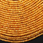 AAA Natural Golden Yellow Tourmaline Faceted 4mm Rondelle Beads Micro Diamond Cut Gemstone 15.5" Strand