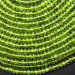 AAA Faceted Natural Green Peridot 5mm 6mm Rondelle Beads Gemstone 15.5" Strand