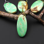 Natural Australian Green Variscite Oval Pendant Top Side Drilled Gemstone