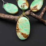 Natural Australian Green Variscite Oval Pendant Top Side Drilled Gemstone