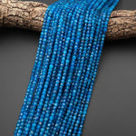 AAA Natural Apatite Faceted 4mm Cube Beads Intense Teal Blue Gemstone 15.5" Strand b4745