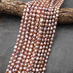 AAA Genuine Natural Metallic Mauve Pink Freshwater Pearl 8mm Nugget Beads 14" Strand