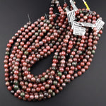 Natural Burgundy Red Forest Green Garnet 4mm 6mm 8mm 10mm Round Beads 15.5" Strand