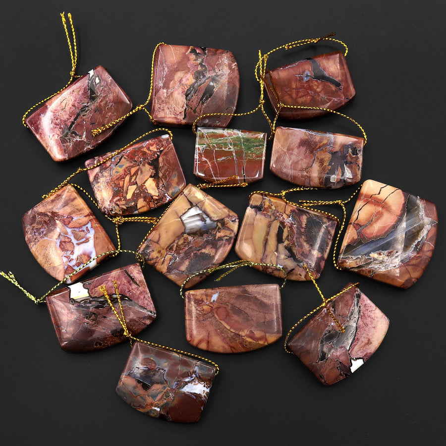 Natural Butterfly Jasper from Mexico Side Drilled Saddle Locket Pendant
