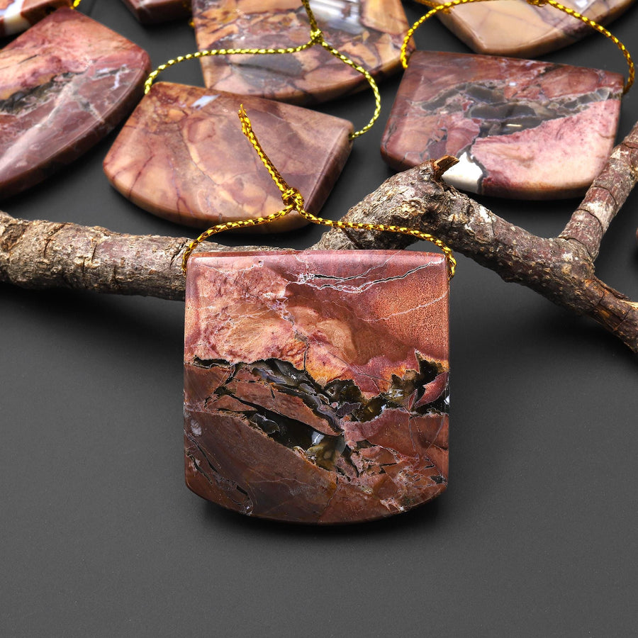 Natural Butterfly Jasper from Mexico Side Drilled Saddle Locket Pendant A2