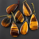 Natural Blue Golden Tiger's Eye Teardrop Pendant Side Drilled Focal Gemstone