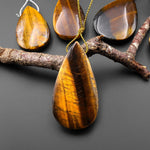 Natural Blue Golden Tiger's Eye Teardrop Pendant Side Drilled Focal Gemstone