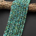 AAA Genuine Natural Blue Green Golden Turquoise 4mm Faceted Thin Rondelle Beads 15.5" Strand