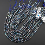 Natural Silvery Blue Green Rusty Red Kyanite 5mm 6mm Smooth Round Beads 15.5" Strand