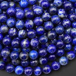 Natural Blue Lapis 5mm 6mm 8mm 10mm Smooth Round Beads 15.5" Strand
