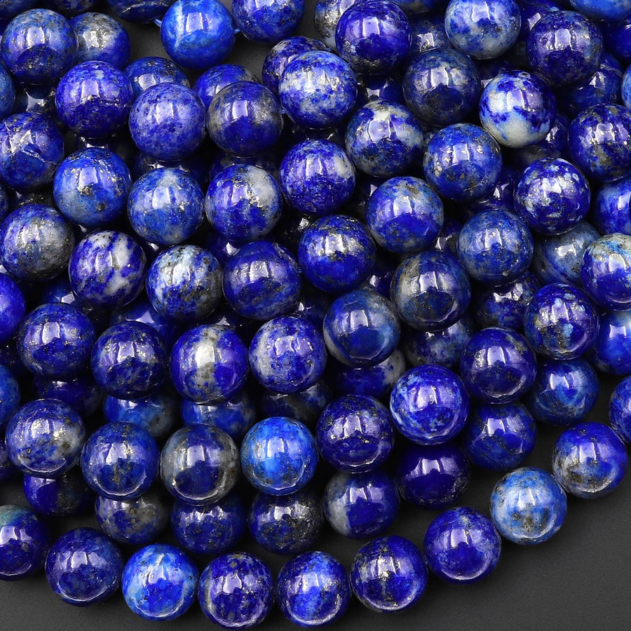 Natural Blue Lapis 5mm 6mm 8mm 10mm Smooth Round Beads 15.5" Strand