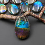 AAA Natural Purple Blue Labradorite Oval Pendant Drilled Gemstone