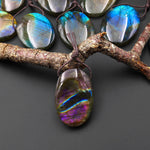 AAA Natural Purple Blue Labradorite Oval Pendant Drilled Gemstone