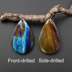 AAA Natural Rainbow Purple Blue Labradorite Teardrop Pendant Drilled Gemstone