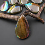 AAA Natural Rainbow Purple Blue Labradorite Teardrop Pendant Drilled Gemstone