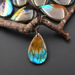 AAA Natural Rainbow Purple Blue Labradorite Teardrop Pendant Drilled Gemstone
