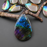 AAA Natural Rainbow Purple Blue Labradorite Teardrop Pendant Drilled Gemstone