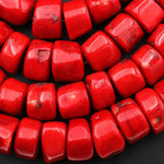 AAA Large Chunky Genuine Red Bamboo Coral Nugget Beads 15.5" Strand
