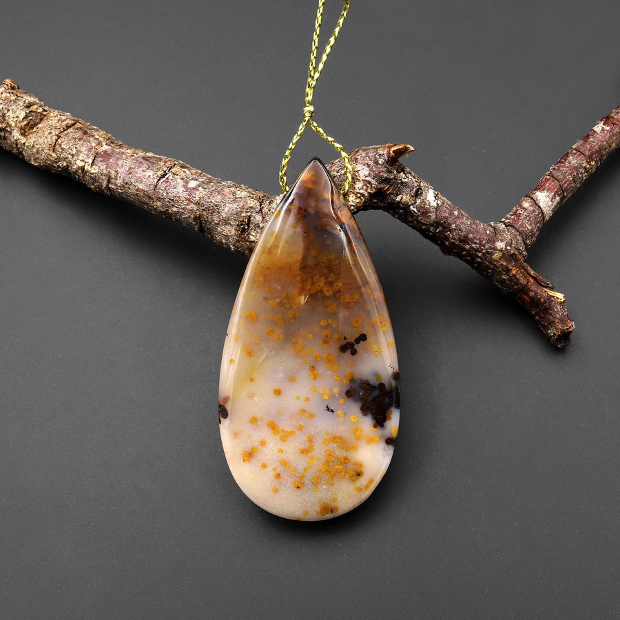 Natural Oregon Polka Dot Agate Teardrop Pendant A2
