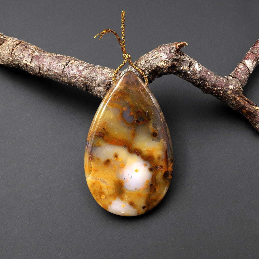 Natural Oregon Polka Dot Agate Teardrop Pendant A3