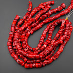 AAA Genuine Red Bamboo Coral Center Drilled Sliced Branch Nugget Beads 16" Strand