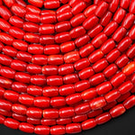 Genuine Red Bamboo Coral Drum Barrel Beads 5x7mm 15.5" Strand