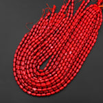 Genuine Red Bamboo Coral Spooled Barrel Beads 4x9mm 6x10mm 15.5" Strand