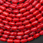 Genuine Red Bamboo Coral Spooled Barrel Beads 4x9mm 6x10mm 15.5" Strand