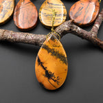 Natural Utah Black Feather Jasper Pendant Side Drilled Teardrop Pendant
