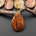Natural Utah Black Feather Jasper Pendant Side Drilled Teardrop Pendant