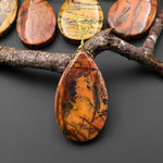 Natural Utah Black Feather Jasper Pendant Side Drilled Teardrop Pendant
