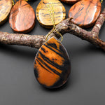 Natural Utah Black Feather Jasper Pendant Side Drilled Teardrop Pendant